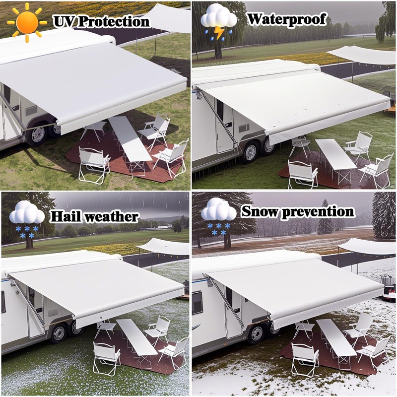 CYLAND RV Awning Fabric Replacement,18.5oz Outdoor Vinyl Camper Trailer Motorized