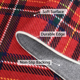 ROYHOME Christmas Area Rug 5x7 Feet Xmas Buffalo Plaid Machine Washable Carpet Rug Holiday Decorative Gingham Check Floor Cover Non Slip Stain Resistant Accent Rug for Living Room Decor, Red