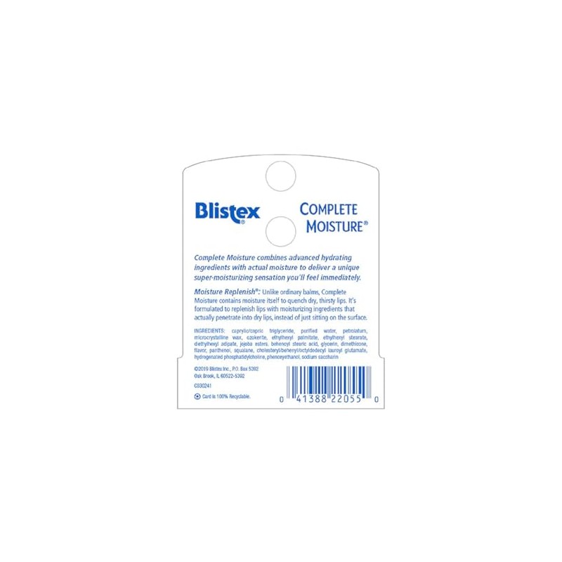 Blistex Bálsamo labial hidratante completo, paquete de 4