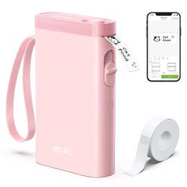 Nelko P21 Label Maker Machine with Tape, Portable Bluetooth Label Printer, Built-in Cutter Sticker Maker Mini Label Makers with Multiple Templates for Organizing Storage Office Home, Rosa