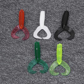 Soft Fishing Lures, 50 Pcs Double Tail Soft Rubber Fishing Lures Baits Angling Swimbait Lures for Bass Trout Bluegill Panfish Paddle Tail Swimbaits Soft Plastic Lures Kit