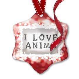 NEONBLOND Christmas Ornament I Love Anime Art Marker Black on Paper, red