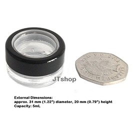 5mL THICK WALL Empty Small Plastic SIFTER JAR with Black Rimmed Lid for Cosmetic/Craft/Travel/Sample (25 Sifter Jars)