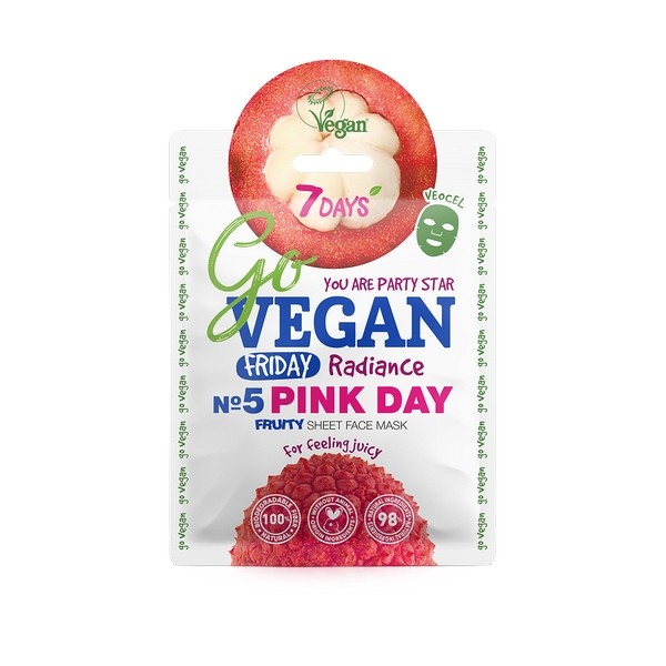 Pharmatrust 7DAYS Go Vegan Pink Day Radiance Sheet Face Mask Friday 25 g