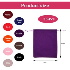 CATELL Pack of 36 Velvet Bags 7 x 9 cm Velvet Bags Colourful Mixed Soft Velvet Bag Jewellery Bag with Drawstring, Velvet Bag Small for Weddings Favour Parties Gift Bags Jewellery Christmas
