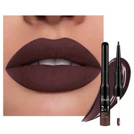 IATMOMOD 1Pcs 2 in 1 Deep Brown Matte Lip Liner and Liquid Lipstick Stain Makeup Set for women, Brown Long Lasting Smudge Proof Lip Tint Matte Finish Lip Gloss for All-Day Color Hold Easy to Use 04#