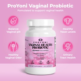 ProYoni ProYoni Vaginal Probiotics for Women, Vaginal Health Supplement - 6 Billion CFU Probiotic for pH Balance, Promote Healthy Vaginal Odor & Vaginal Flora, 60 Count (Pack of 1)