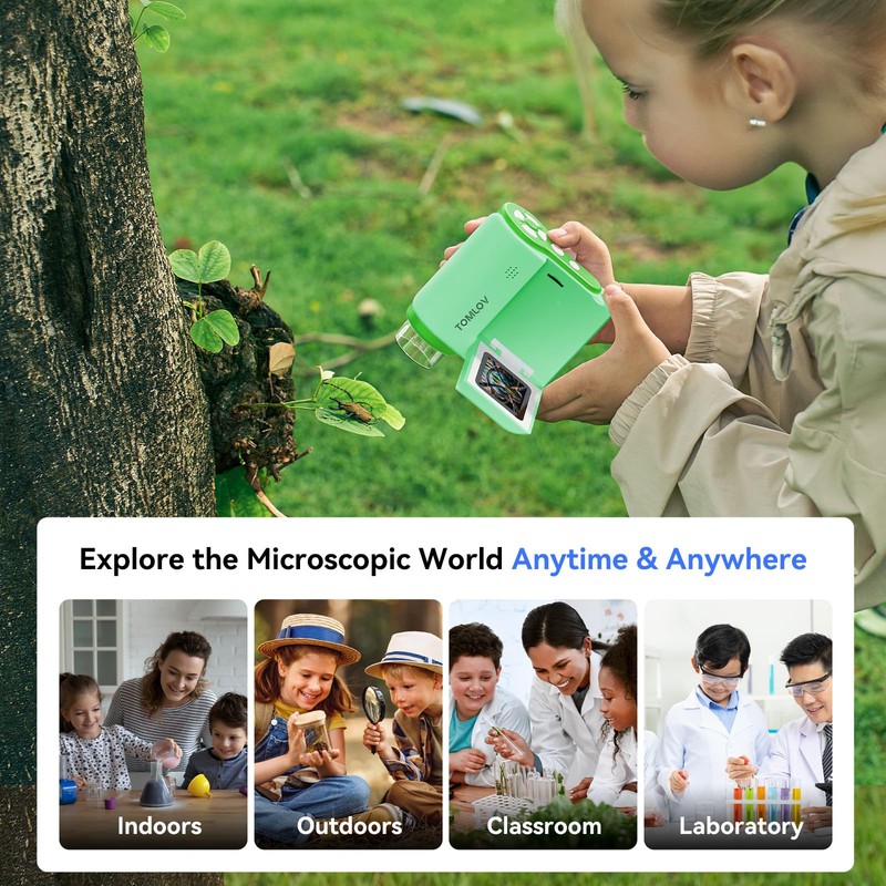 TOMLOV P20 Handheld Digital Microscope, 3-in-1 Pocket Miniscope for Kids,