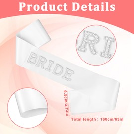 Larrel 2 Stück Bride Schärpe und Schleier, Accessoires für Bride Brautschärpe aus Perlensatin Deko Schärpe Doppelseitiger Kaskadenschleier Brautparty-Schleier mit Kamm