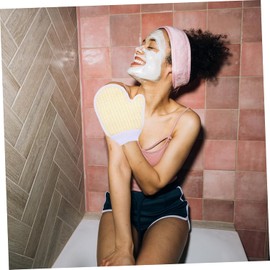 Guantes Exfoliantes de Chenilla Beige para Ducha COLLBATH 2 Piezas