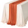 Ling's Moment Sheer Chiffon Like NudeTablecloth & Burnt Orange Table