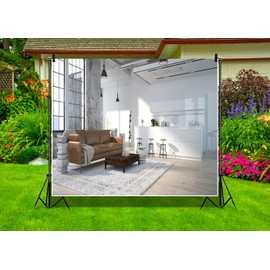 ZJRBJB 10x8ft Modern Office Backdrop for Video Conference Elegant Business Office Interior Wall Windows Virtual Home Photography Background Live Video Meeting Calls Room Props Decor Banner