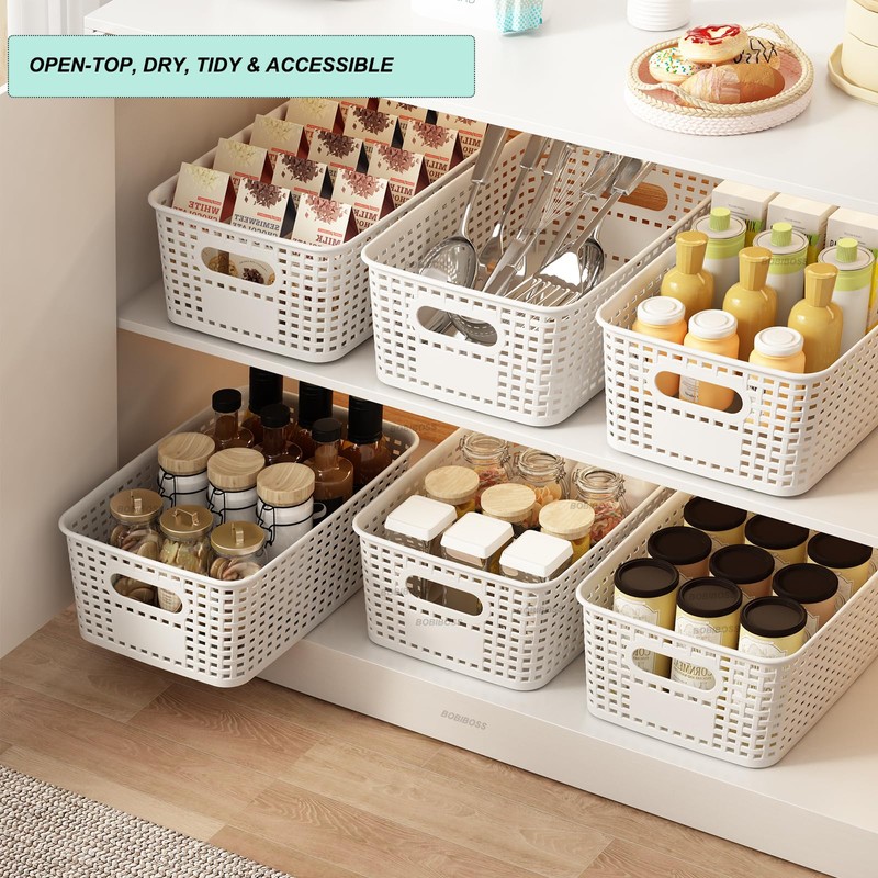 Plastic Storage Basket for Organizing 12 Pack Small Storage Bins