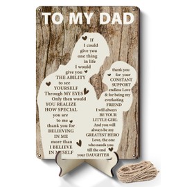 Father's Day Gifts for Dad from Daughter, Wooden Vintage Hanging Plaque Sign with Stand and Twine Dad Gifts for Birthday Day Farmhouse Decorations Anniversary Present for Grandpa Husband