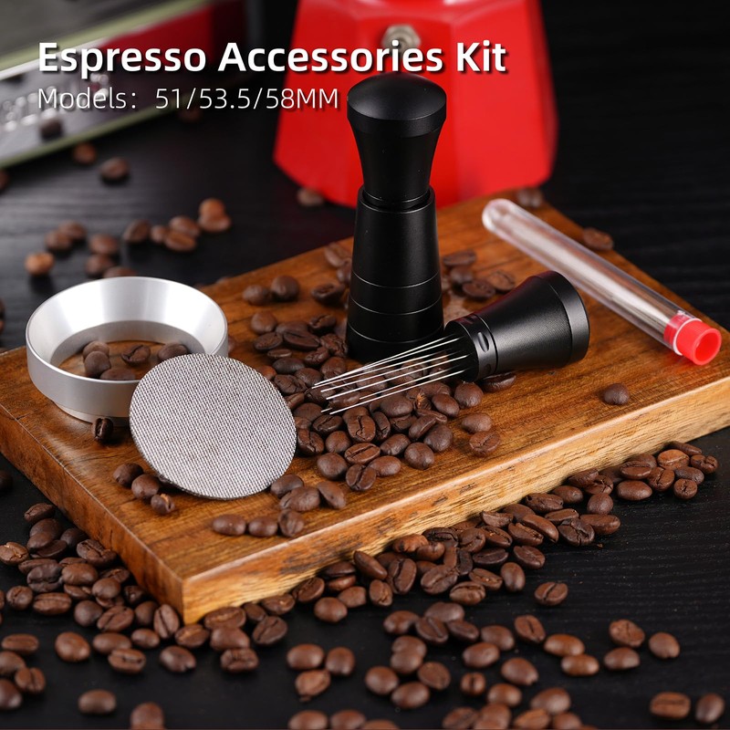 51mm WDT Tool Espresso Accessories Kit,GdHaHSP Dosing Funnel and Puck
