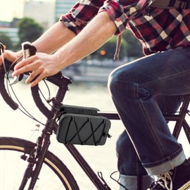 Cycle Tube Bag,Multifunction Top Tube Storage Pocket - Large Cycling Accessories Pouch with Quick Release Buckle for Phone Key Glasses Tools Charger