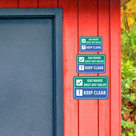 Classic Framed Plus Gas Mains Shut Off Valve Keep Clear Wall or Door Sign | Health & Safety Warning Signage - Large