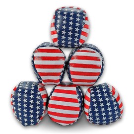 1-Dozen Stars and Stripes Patriotic Hacky Sack Style Vinyl Footbags 4th of July Party Favors and Games 2"Dia.