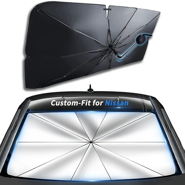 Custom-Fit for Nissan Windshield Sun Shade Umbrella, 360°Rotation Bendable Car