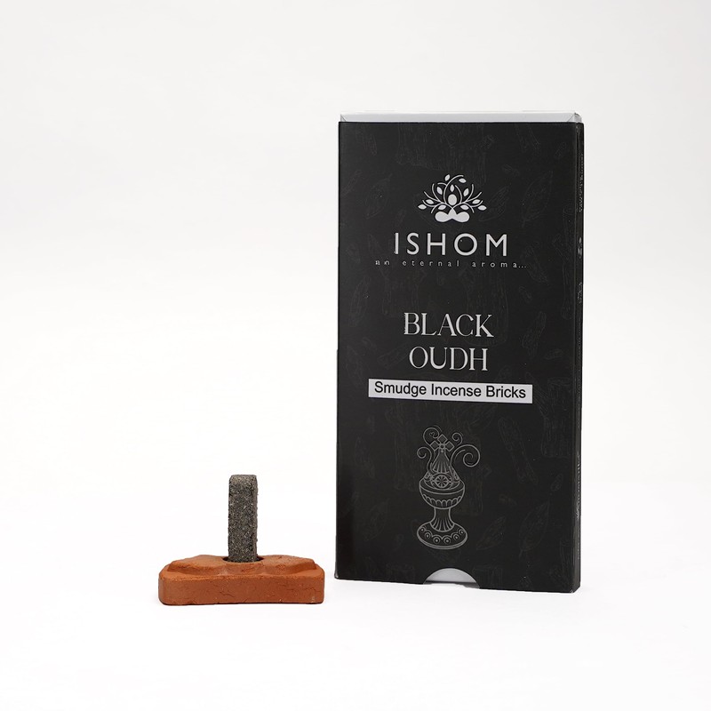 Black Oudh Smudge Incense Bricks Combo (15pcs + 1 Holder)