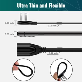 Elecan - Cable de extensión de enchufe plano de 1 pie, paquete de 2 con diseño de enchufe delgado que ahorra espacio, cable plano delgado cable de alimentación de perfil bajo, cable de alimentación de 3 clavijas, calibre 16 13 A/125 V-negro-ETL certifica