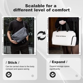 Geerlaqaly gym bag both men women,expandable large capacity close fitting travel bag suitable for daily commuting,sports,fitness,short distance travel,shoe cover,white