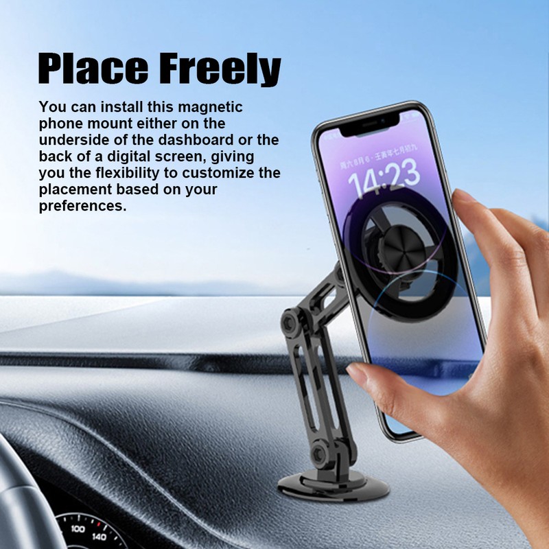 Magnetic Phone Holder for Car with Flexible Base Retractable Phone