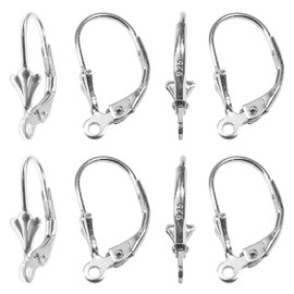 TOAOB 8pcs 925 Sterling Silver Leverback French Earring Hooks with Open Loop 10x17mm Hypo Allergenic Dangle Ear Wire Findings for Jewelry Making