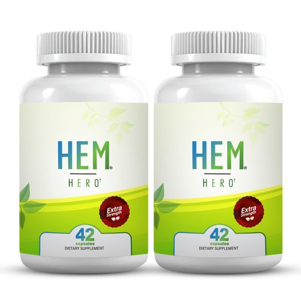 Hem Healer Hem Hero Extra Strength Hemorrhoid Treatment - Reduce Swelling, Soothe Itching & Irritation - 100% Natural - 42 Vegetarian Capsules
