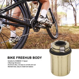 Bike Cassette, 11 Speed 15mm Hole Aluminum Alloy Thru Axle 2 Bearing Freehub Body HG Specification Flywheel for Mountain Road Bikes