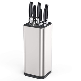 Knife Block Storage Kitchen Knife Stand Holder Stainless Steel Knife Holder 6 Slots with Anti-slip Pad Without Knives