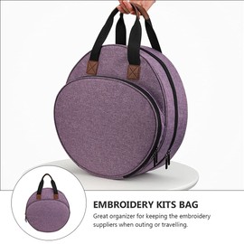 EXCEART Embroidery Bag Portable Carrying Bag for Embroidery Project and Cross Stitch Tools Kits Supplies Tote Bag for Crafters and Stitch Lovers Purple