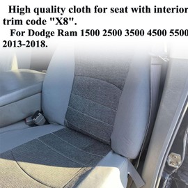 NLQR Front Passenger Side Bottom Replacement Seat Cover Cloth Dark Gray X8 Compatible with Dodge Ram Pickup 1500 2500 3500 4500 5500 2013 2014 2015 2016 2017 2018