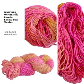 Knitsilk Silk Wool Blend Yarn Singles - Merino Silk Yarn, Sport/DK Weight | 200+Yards Hand-Dyed | 100g x1 Count | Thames | Luxuriously Soft and Strong for Knitting and Crocheting Projects