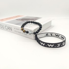 Christian Cross Gifts What Would Jesus Do Bracelets WWJD Bracelets Letter Matching Couples Protection Braided Rope Inspirational Religious Beads Bracelets Friendship Gift for Women Men-Black