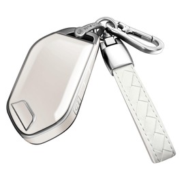Sindeda for Kia Key Fob Cover with Keychain Soft Full Protection Key Shell Key Case Compatible with 2023 2024 Telluride EV5 Smart Key (White, 5 Buttons)