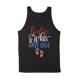 Baby Red White and Due Pregnancy Tank Top Unisex Large Black