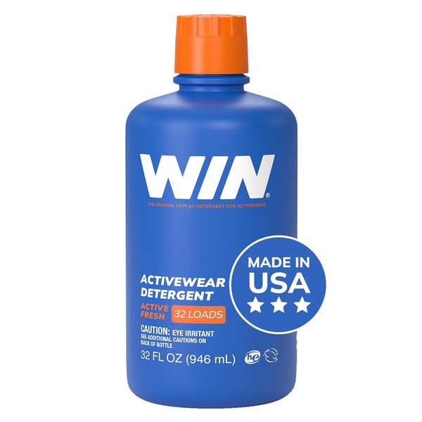 WIN Sports Detergent - Specially Formulated for Sweaty Workout Clothes - Removes Odor from Running Gym and Activewear Apparel and Football Hockey Uniforms - Active Fresh (Blue), 32 Fl Oz