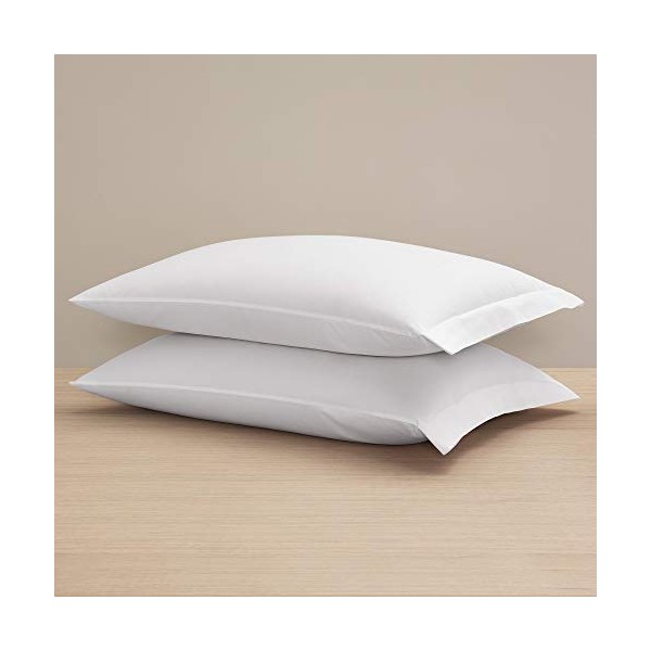 H by Frette Sateen Pillowcase Set of 2 (King) - Luxury All-White Pillowcases / Soft, Silky and Lustrous / 100% Long-Staple Cotton