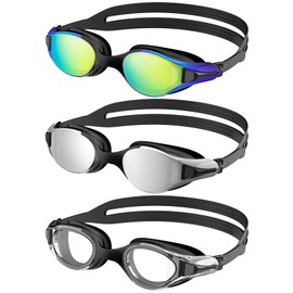NSSIW Swim Goggles Swimming Adult: Anti Fog with UV400 Protection and No Leak for Men and Women 3 Pack