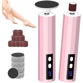 Electric Foot Callus Remover, 2-in-1 Foot & Nail Filer – Callus Remover for Feet with 40+10 Sandpaper Discs, Professional Pedicure Tool for Dead Skin & Calluses, Perfect Gift (Pink)