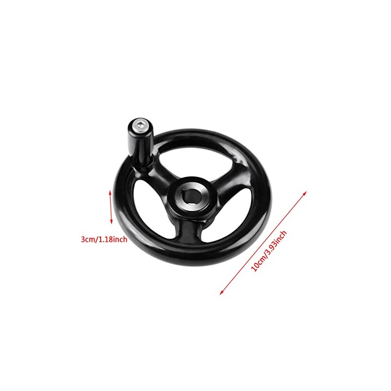 Black Round 3 Spoke Hand Wheel with Rotary Handle for