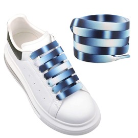 Olukssck 2 Pairs of Thick Shoelaces [12 mm Wide], Rainbow Flat Shoelaces Tear-Resistant Shoelaces for Sports Shoes, Casual Shoes, Colour Gradient Blue (100 cm)