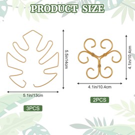 5pcs Monstera Plant Support, Reusable Iron Plant Stem Supports for Indoor Plants Stakes, Sturdy Climbing Houseplant Stabilizer Holders Outdoor Turtle Shell Bamboo Accessories for Vertical Growth