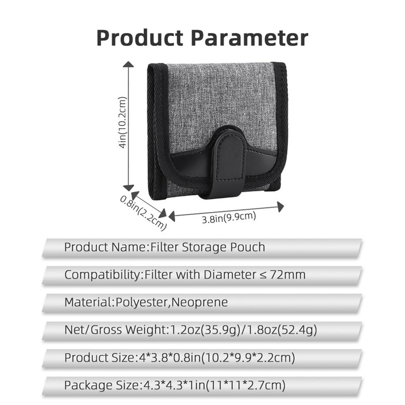 Daiilg 3 Pockets Lens Filter Bag Camera Lens Filter Pouch