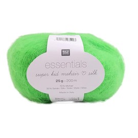 Rico Design Essentials Super Kid Mohair Loves Silk, Neon Colours, Lace Yarn with Silk and Mohair Wool, 25 g (67 Neon Green)