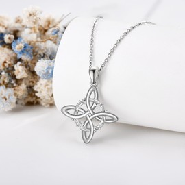 JERWLI Witch Knot Nudo De Bruja Necklace 925 Sterling Silver Witch Knot Pendant Jewelry Gifts for Women