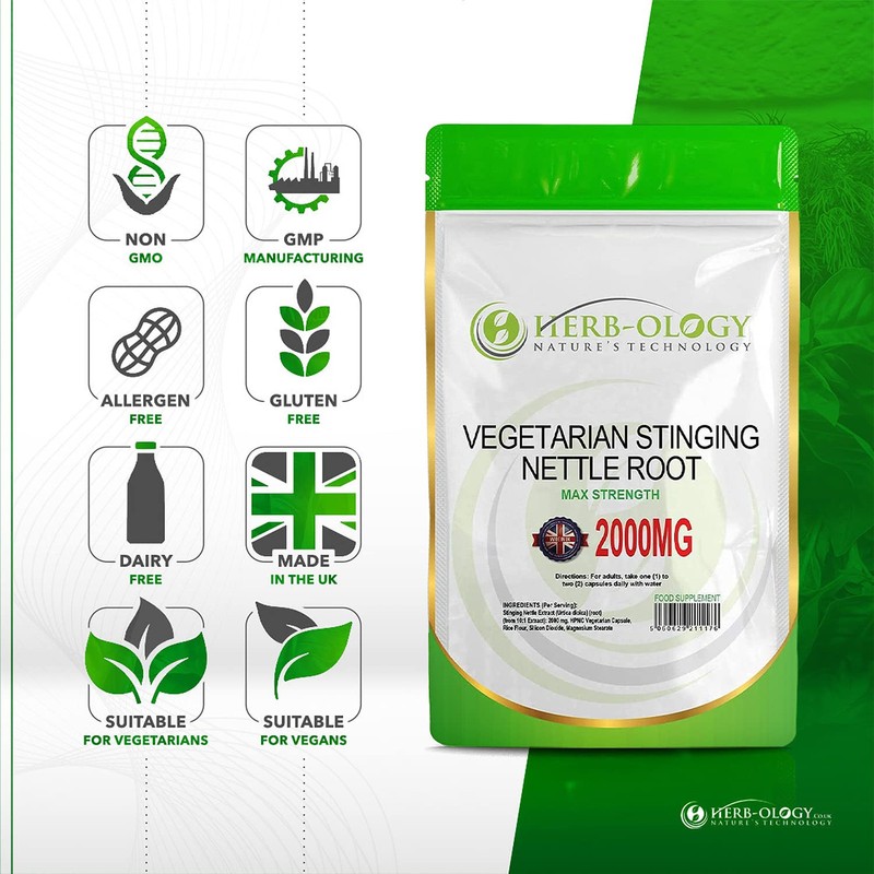Herb-Ology Stinging Nettle Root Capsules | 120 Nettle Root Capsules