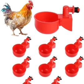 Ragnify Chicken Feeder and Waterer Set - Rain Proof 10 Pounds Chick Feeder and 2 Gal Chick Waterer with 4 Ports - Color: Water and Feeder Cups