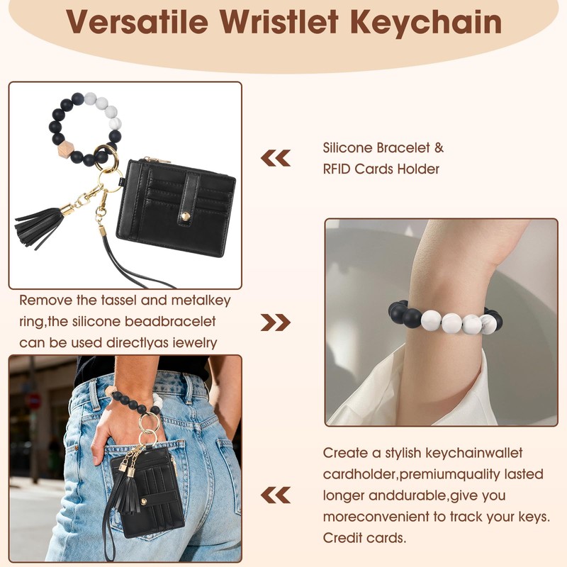 VZZNN 2 Pack Wristlet Keychain Wallet with Bracelet RFID Blocking